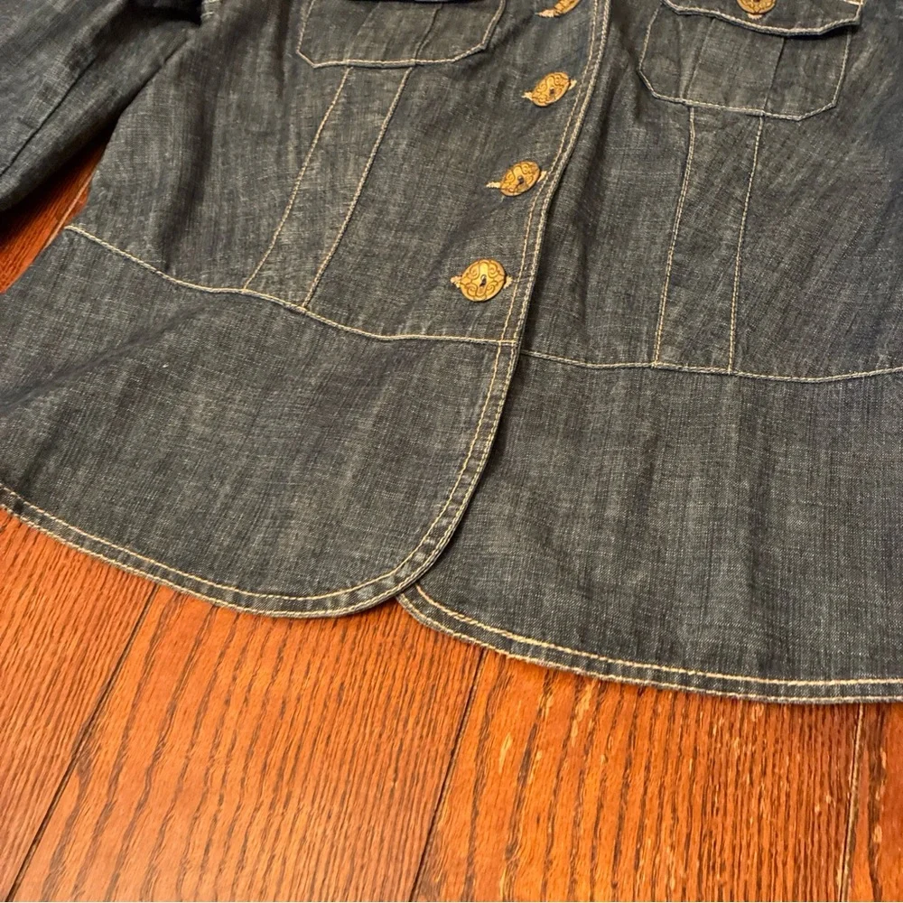 AMI Women's M Denim Jacket Nehru Peplum Waist - Picture 4 of 12